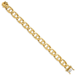 14K Hand Polished Fancy Anchor Link with Box Catch Clasp Bracelet (Style LK103-8)