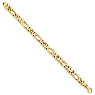 14K Hand Polished Figaro Link with Fancy Lobster Clasp Bracelet (Style LK108-8)