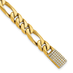 14k Hand-polished Figaro Link 1.65 carat Diamond Clasp Bracelet (Style LK108DIA-8)