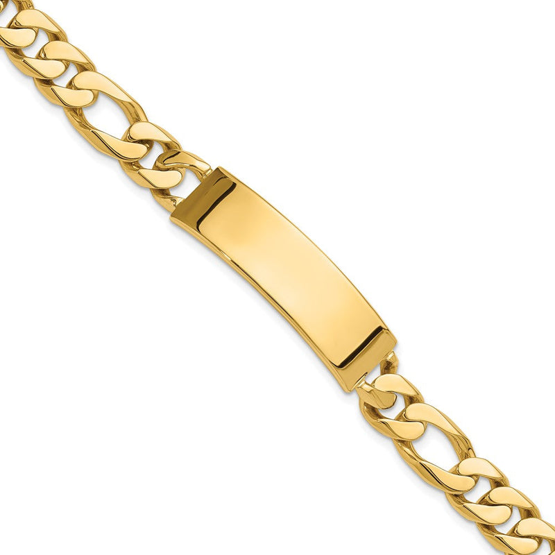 14K gold figaro link plate ID bracelet