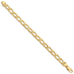 14K Hand Polished Fancy Open Link with Lobster Clasp Bracelet (Style LK115-8)