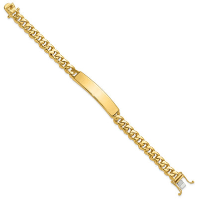 14K Hand-Polished Solid Chain Curb Link Plate ID Bracelet with Solid Plate Design, 8 x 7mm