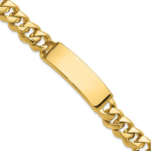 14k Hand-Polished Solid Chain Curb Link Plate ID Bracelet with Solid Plate Design (Style LK121ID-8.5)