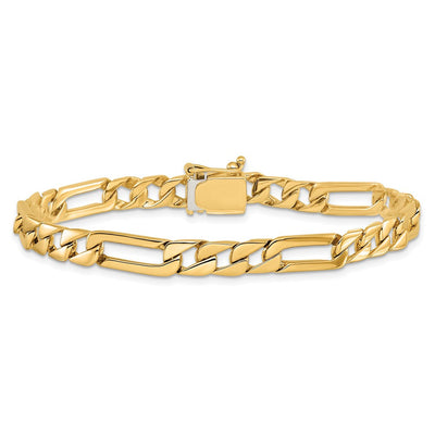14K Hand Polished Figaro Link with Box Catch Clasp Necklace, 18 x 6mm