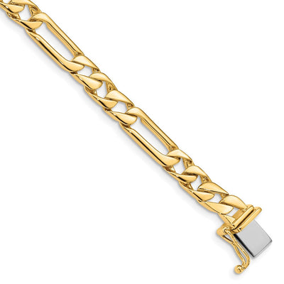 14K Hand Polished Figaro Link with Box Catch Clasp Necklace, 18 x 6mm