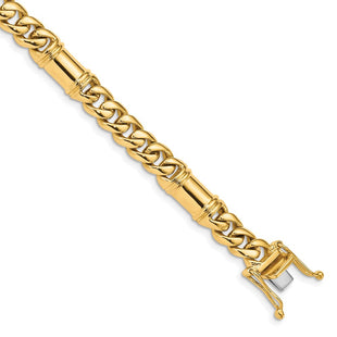 14K Hand Polished Fancy Link with Box Catch Clasp Bracelet (Style LK187-8)