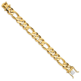 14K Heavy Hand Polished Figaro Link Bracelet with Box Catch Clasp (Style LK322-8.25)