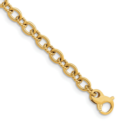 14K Hand Polished and Textured Fancy Link with Fancy Lobster Clasp Necklace