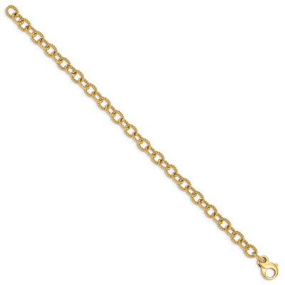 14K Hand Polished Fancy Rope Link with Fancy Lobster Clasp Necklace