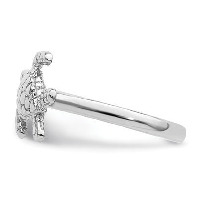 Sterling Silver Rhodium-plated Polished Turtle Ring