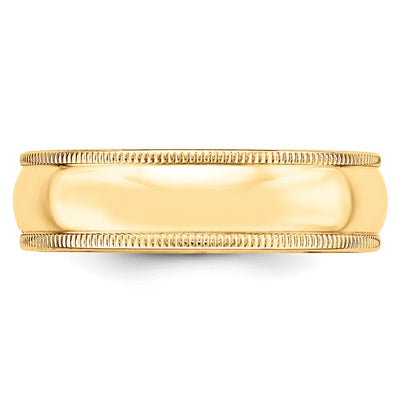 Sterling Silver Gold-plated Half Round Milgrain Band