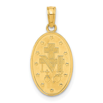 14K Miraculous Medal Pendant, 21.25 x 11mm