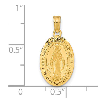 14K Miraculous Medal Pendant, 21.25 x 11mm