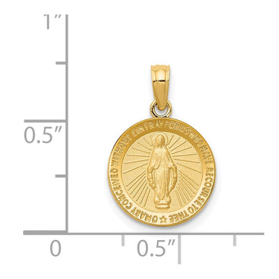 14K Miraculous Medal Pendant, 19 x 13mm