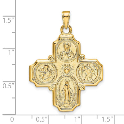 14K Four-Way Medal Pendant, 39.25 x 29mm