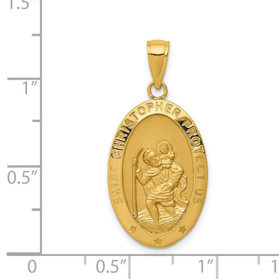 14K Saint Christopher Medal Pendant, 31 x 15mm