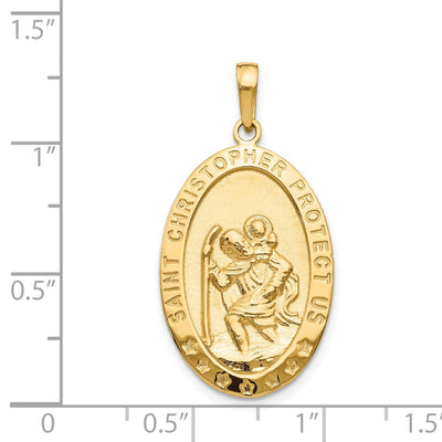 14K Saint Christopher Medal Pendant, 33 x 17mm