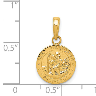14K Saint Christopher Medal Charm, 21 x 12.5mm