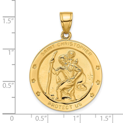 14K Saint Christopher Medal Pendant, 39.5 x 29.7mm