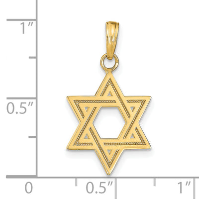 14K Solid Satin Star of David Charm, 25 x 16mm