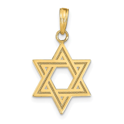 14K Solid Satin Star of David Charm, 25 x 16mm