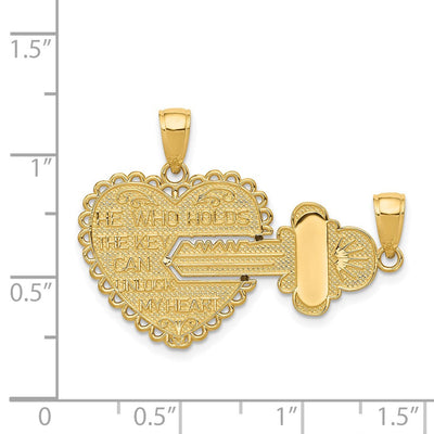 14K Polished 2 Piece Break Apart HE Who Holds The Key Charms, 22 x 39mm