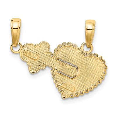 14K Polished 2 Piece Break Apart HE Who Holds The Key Charms, 17 x 23.5mm