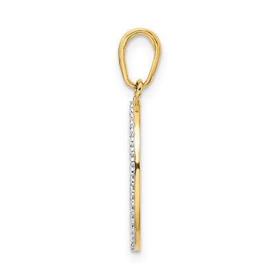 14K and White Rhodium Diamond-cut Dog in Oval Pendant