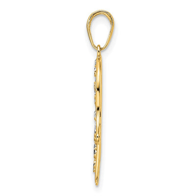 14K & White Rhodium D/C Fancy Hamsa Pendant