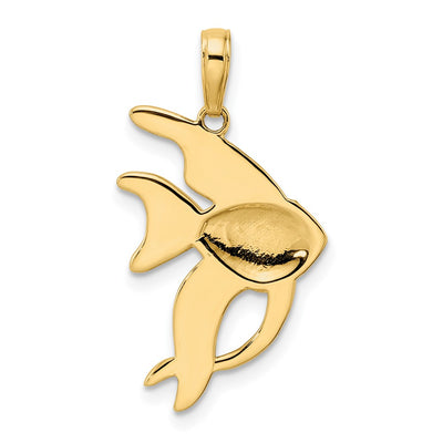14K and White Rhodium D/C Angel Fish Pendant