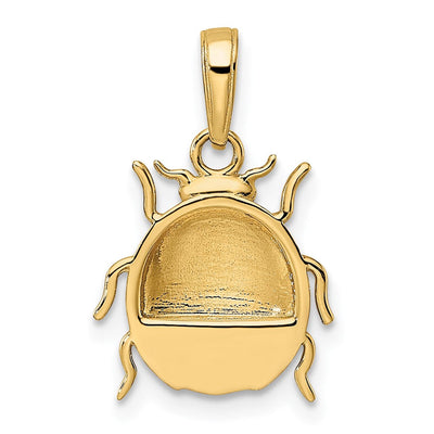14K w/White and Rose Rhodium Diamond-cut Ladybug Pendant, 19.44 x 13.08mm