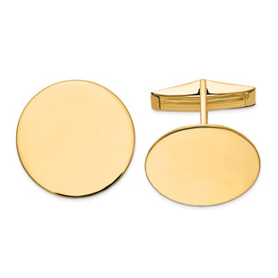 14K Men's Circular Polished Cuff Links (Style MC245)