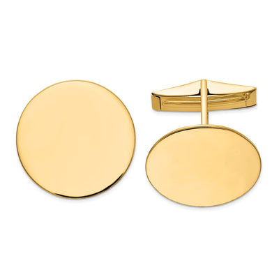 14K Men's Circular Polished Cuff Links, 20 x 20mm
