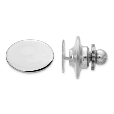 14K White Gold Men's Oval High Polished Tie Tac