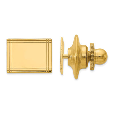 14K Men's Rectangular w/Line Design Tie Tac