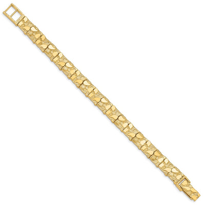 14K Polished and Textured Nugget Bracelet, 7 x 9.5mm