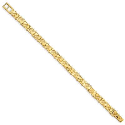 14K Polished and Textured Nugget Bracelet, 7 x 7mm