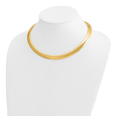 14K Polished Standard Weight Domed Omega Necklace, 16 x 10mm