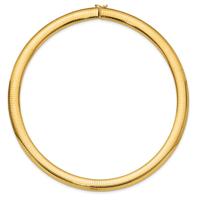 14K Polished Standard Weight Domed Omega Necklace, 16 x 10mm