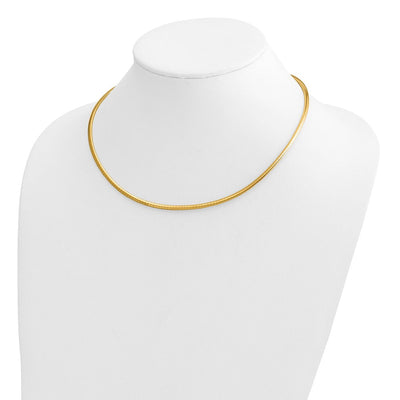 14K Polished Standard Weight Domed Omega Necklace, 18 x 3mm