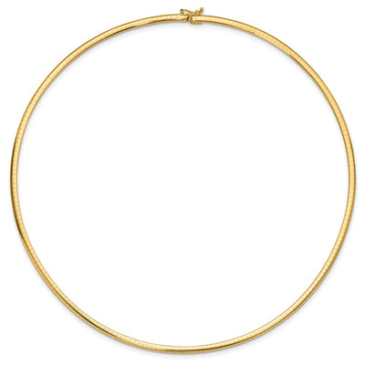 14K Polished Standard Weight Domed Omega Necklace, 18 x 3mm