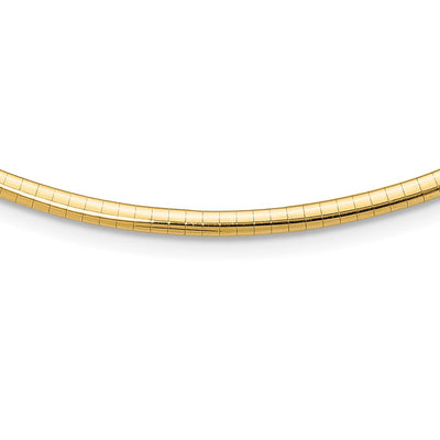 14K Polished Standard Weight Domed Omega Necklace, 18 x 3mm