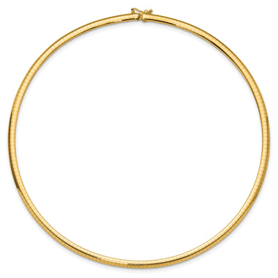 14K Polished Domed Omega Necklace, 16 x 4mm