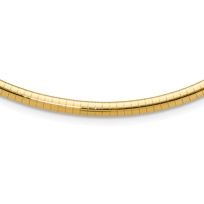 14K Polished Domed Omega Necklace, 16 x 4mm
