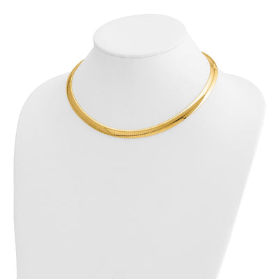 14K Polished Standard Weight Domed Omega Necklace, 16 x 8mm