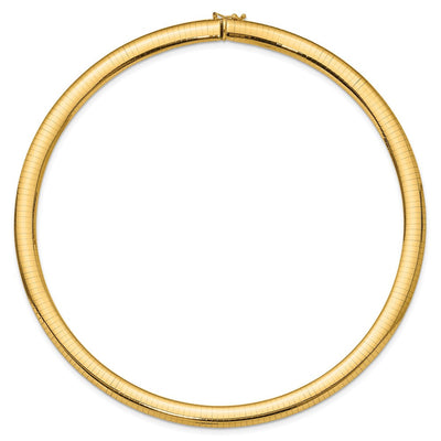 14K Polished Standard Weight Domed Omega Necklace, 16 x 8mm