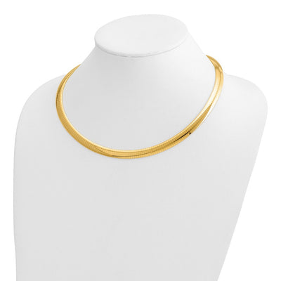 14K Polished Domed Omega Necklace, 16 x 6mm