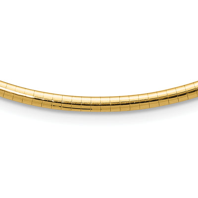 14K Polished Lightweight Domed Omega Necklace, 16 x 3mm