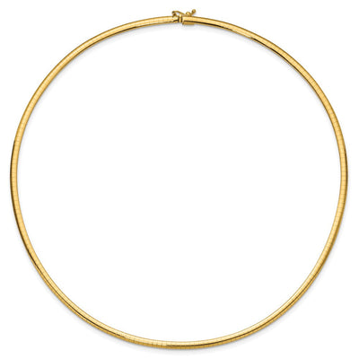 14K Polished Lightweight Domed Omega Necklace, 16 x 3mm