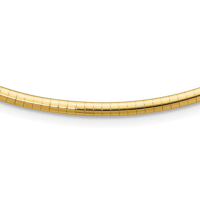 14K Polished Lightweight Domed Omega Necklace, 16 x 3mm